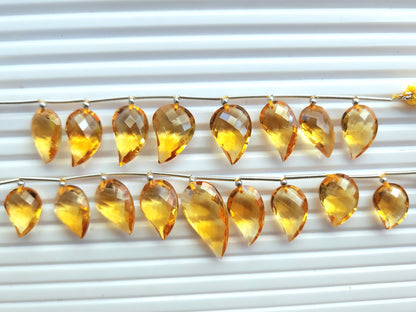 Natural Citrine Faceted Briolette Mango Beads