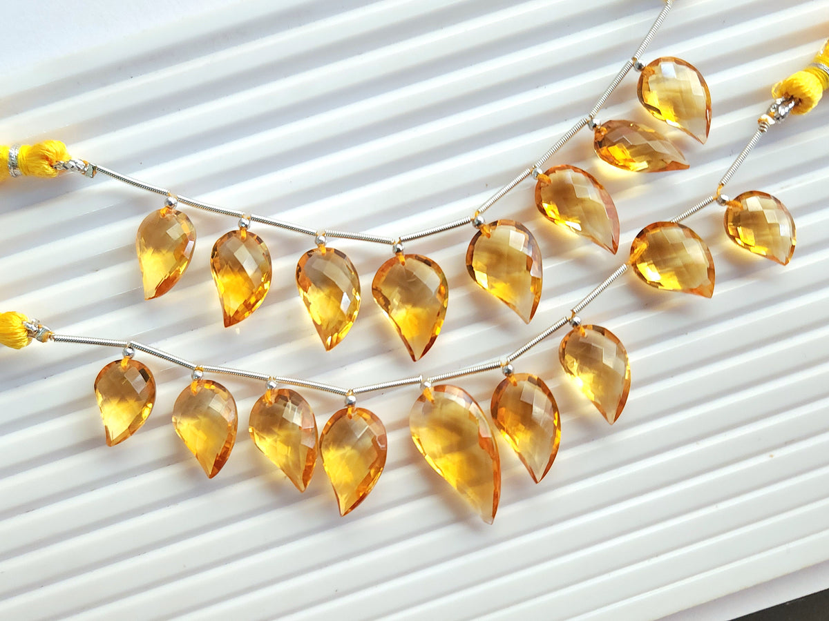 Natural Citrine Faceted Briolette Mango Beads