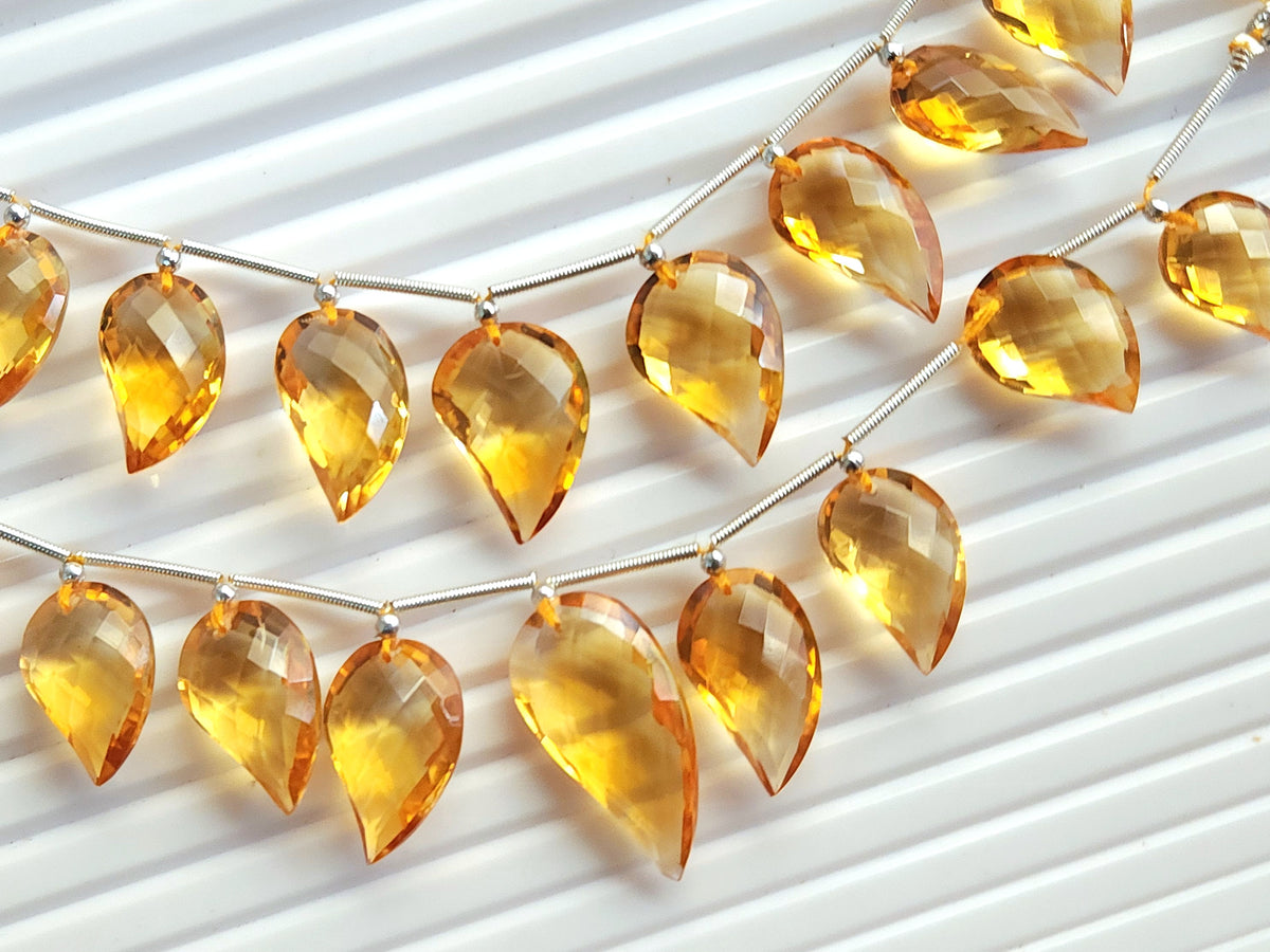 Natural Citrine Faceted Briolette Mango Beads
