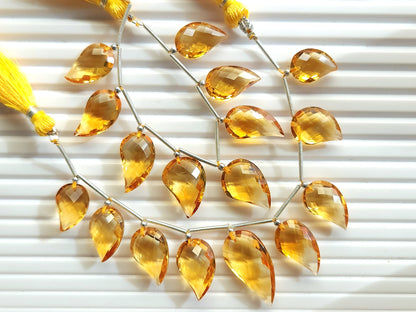 Natural Citrine Faceted Briolette Mango Beads