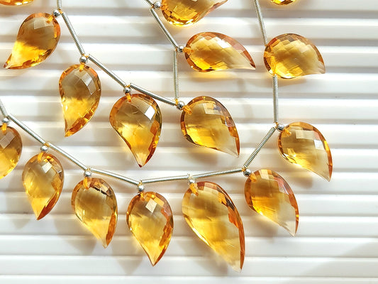 Natural Citrine Faceted Briolette Mango Beads  