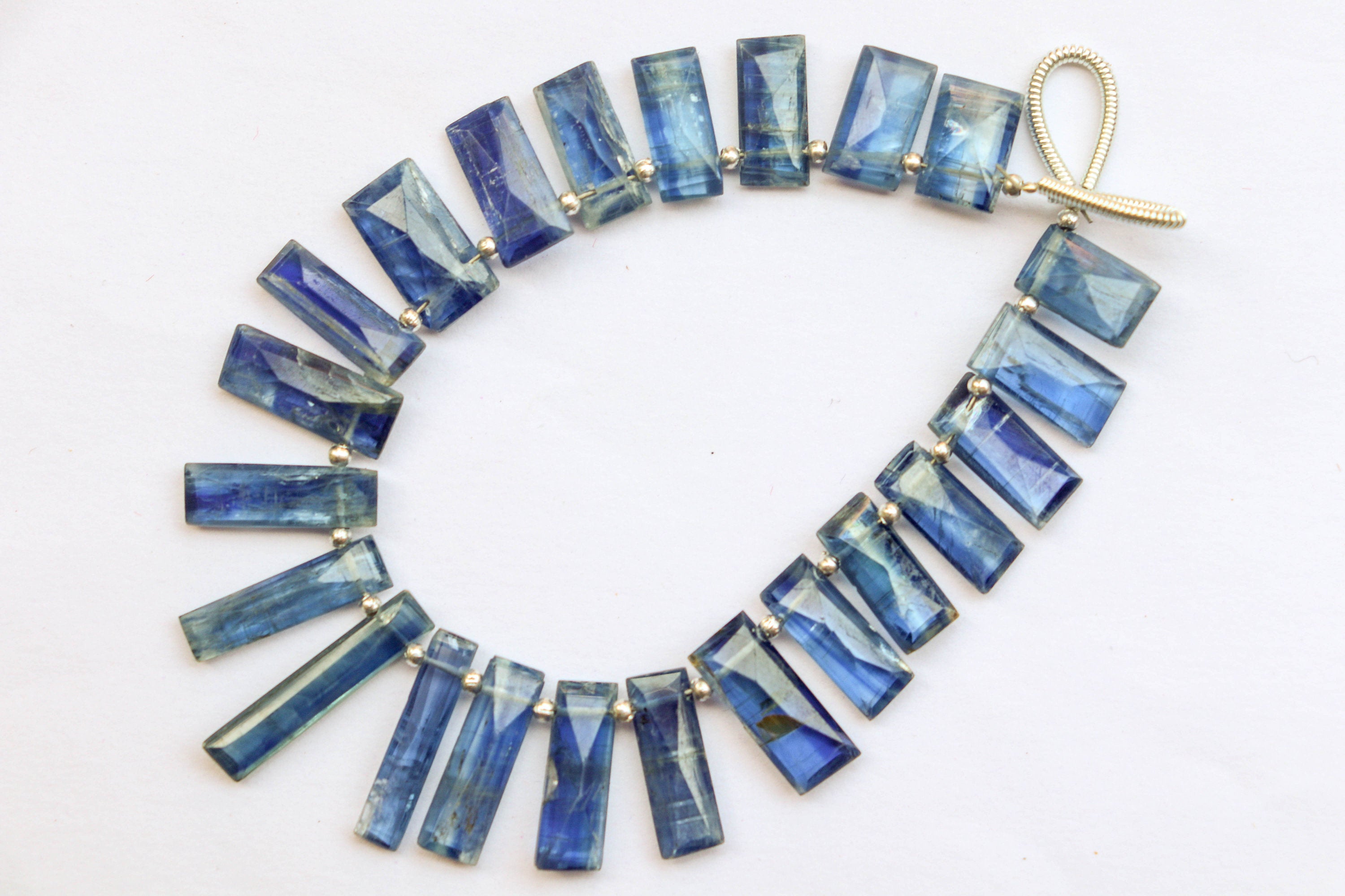 23 Pcs Blue Kyanite Faceted Rectangle Shape Drops | 7x11mm to 4x20mm | Natural Gemstone Beads for jewelry making | Beadsforyourjewellery Beadsforyourjewelry