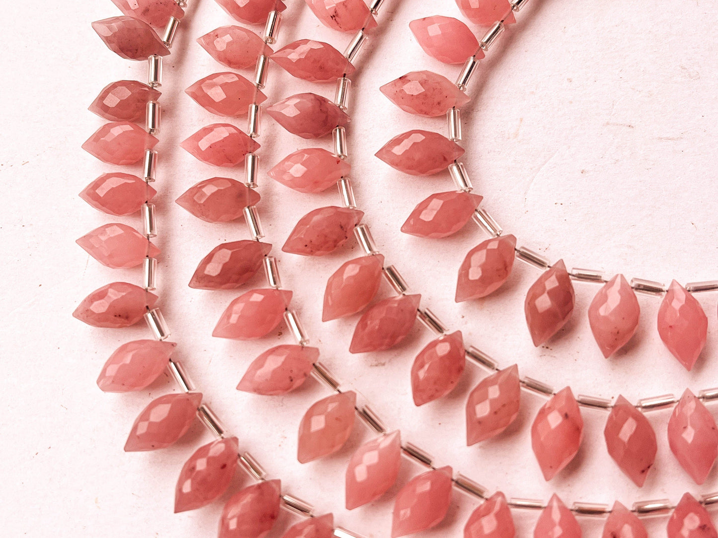 25 Pieces Guava Quartz Olive Shape Faceted Drops Beadsforyourjewelry