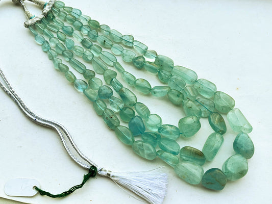3 Layers Natural Aquamarine (No Heat, No Treat) Smooth Nuggets Shape Beads Necklace Beadsforyourjewelry