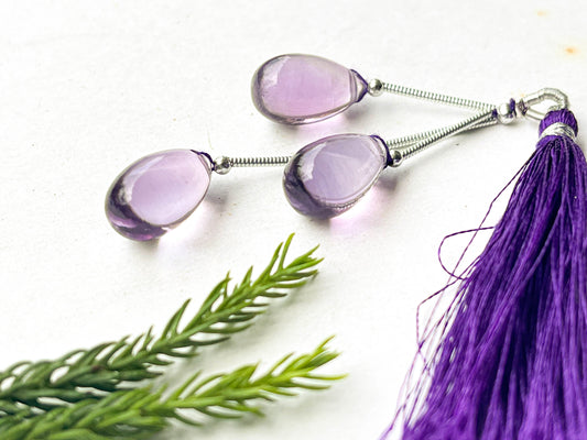 3 Pieces Amethyst Smooth Drops, Natural Amethyst Gemstone, Amethyst Drops, Amethyst Drops, Amethyst teardrops, Amethyst for Earrings, 9x16MM Beadsforyourjewelry