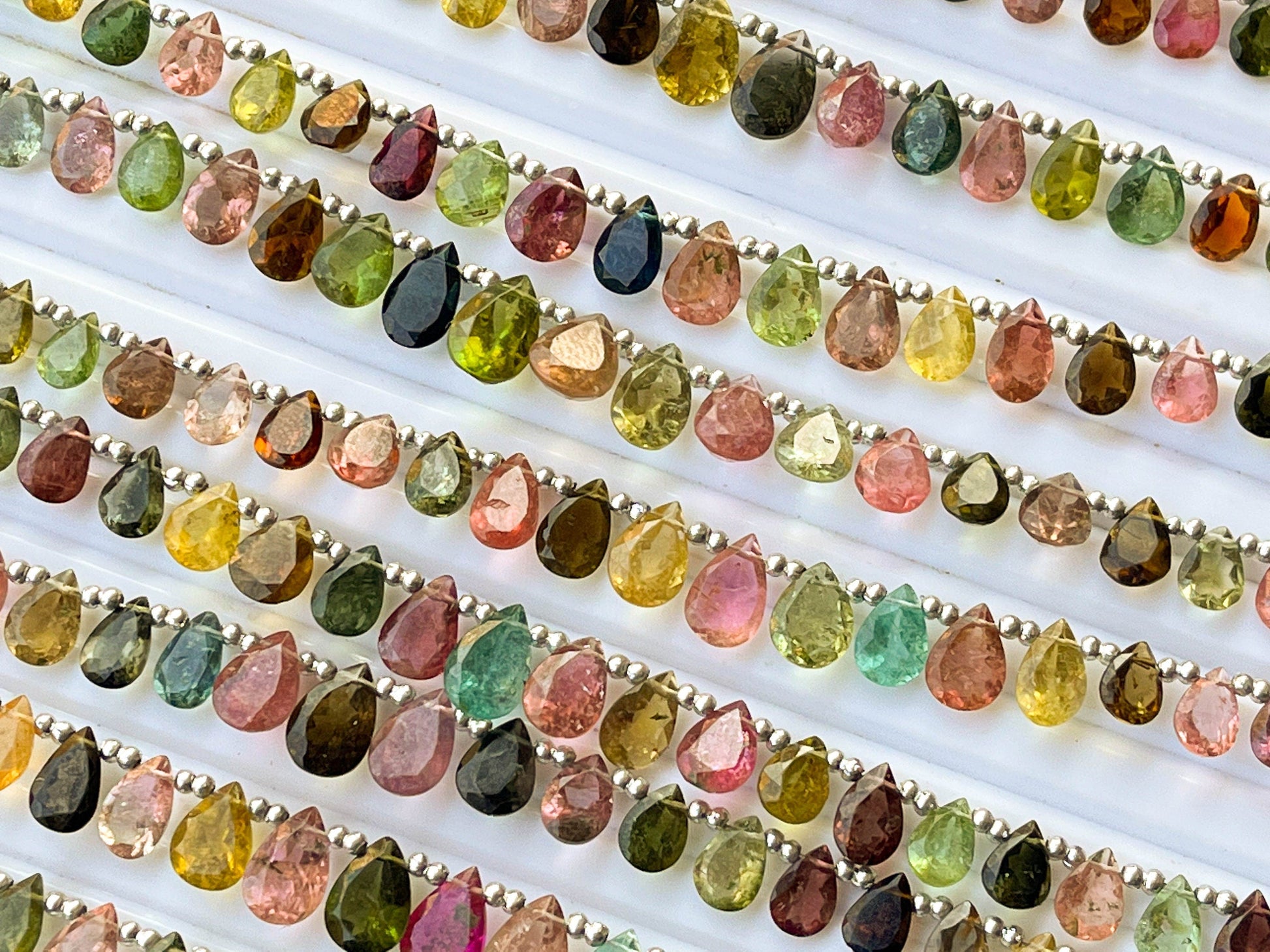 30 Pieces Tourmaline Pear Shape Cut Stone Beads, Natural Multi Tourmaline Gemstone 4x6mm to 6x8mm Beadsforyourjewelry