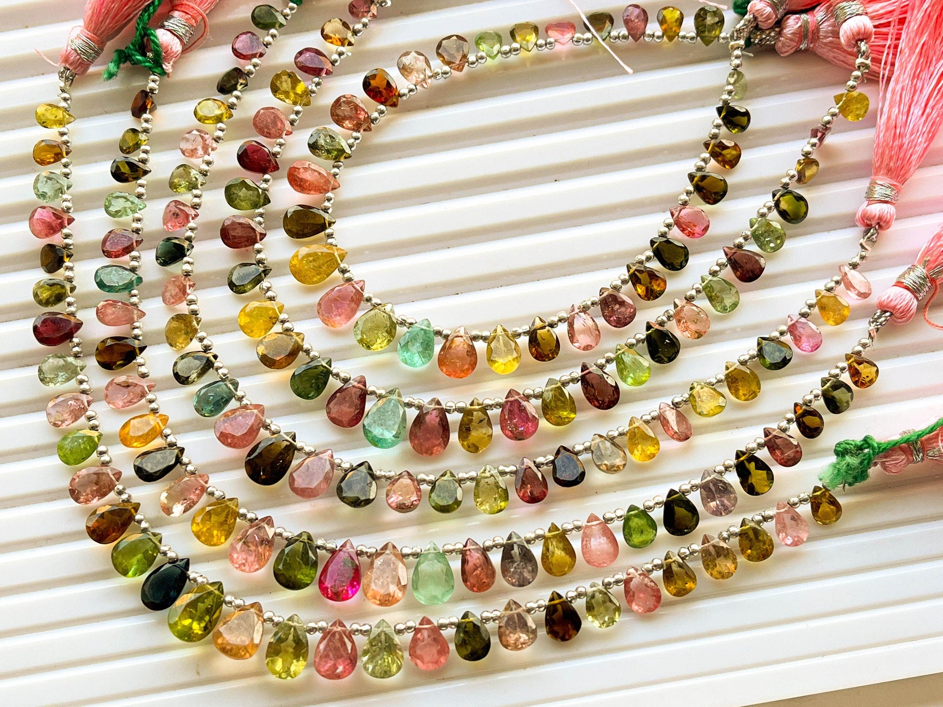 30 Pieces Tourmaline Pear Shape Cut Stone Beads, Natural Multi Tourmaline Gemstone 4x6mm to 6x8mm Beadsforyourjewelry