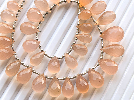 32 Pieces Peach Onyx Faceted Drops Beadsforyourjewelry