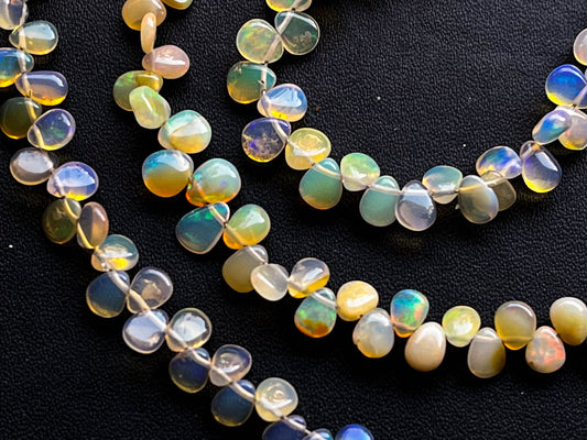 35 Pieces Ethiopian Opal Pear Shape Briolette, Natural Ethiopian Opal Gemstone, Opal Briolette, Opal Teardrops, 4 Inch, 4x5mm Approximately Beadsforyourjewelry
