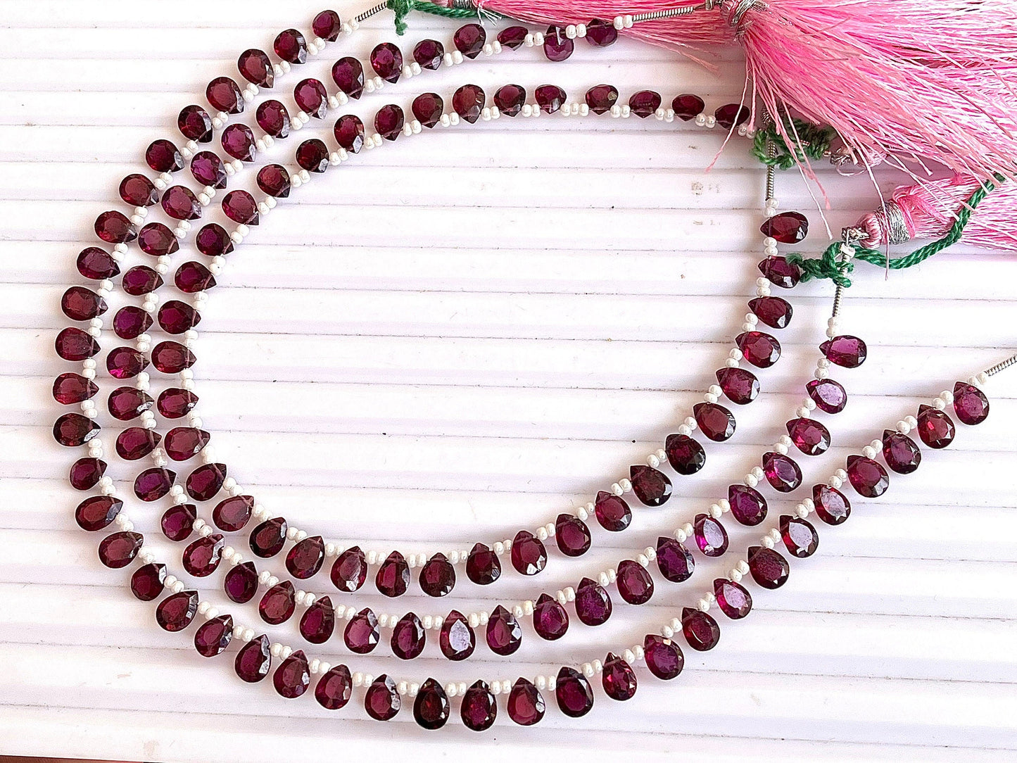 35 Pieces Rhodolite Garnet Pear Shape Cut stone Beads Beadsforyourjewelry
