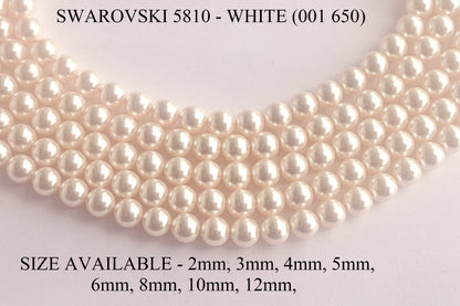 3mm Crystal White (001 650) Genuine Swarovski 5810 Pearls Round Beads jewelry making Beadsforyourjewelry
