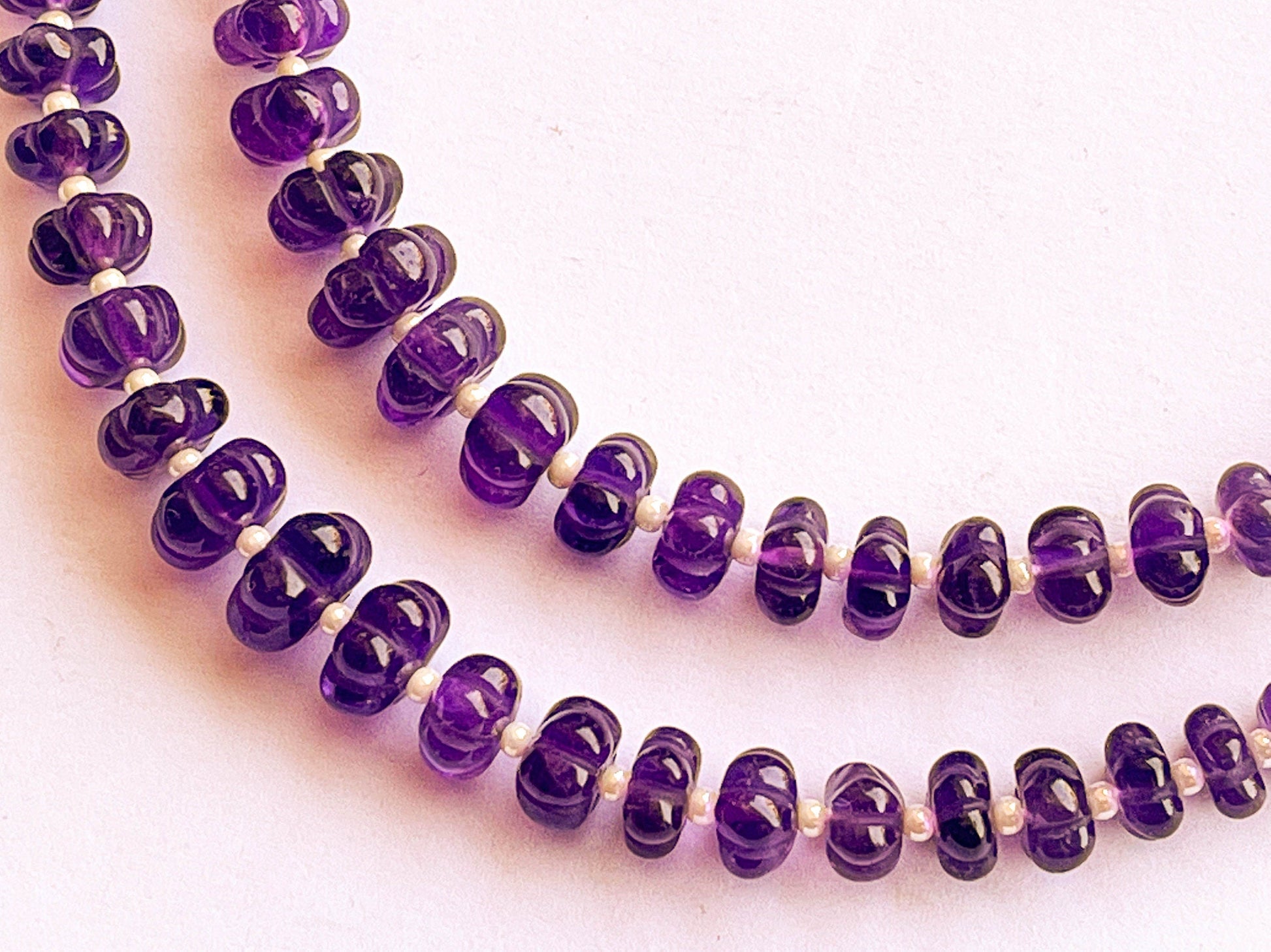 55 pieces AMETHYST Carved Melons beads, Natural Amethyst Beads, Amethyst Carving, Amethyst Gemstone, Amethyst Melons, 5mm to 8mm, 11 Inches Beadsforyourjewelry