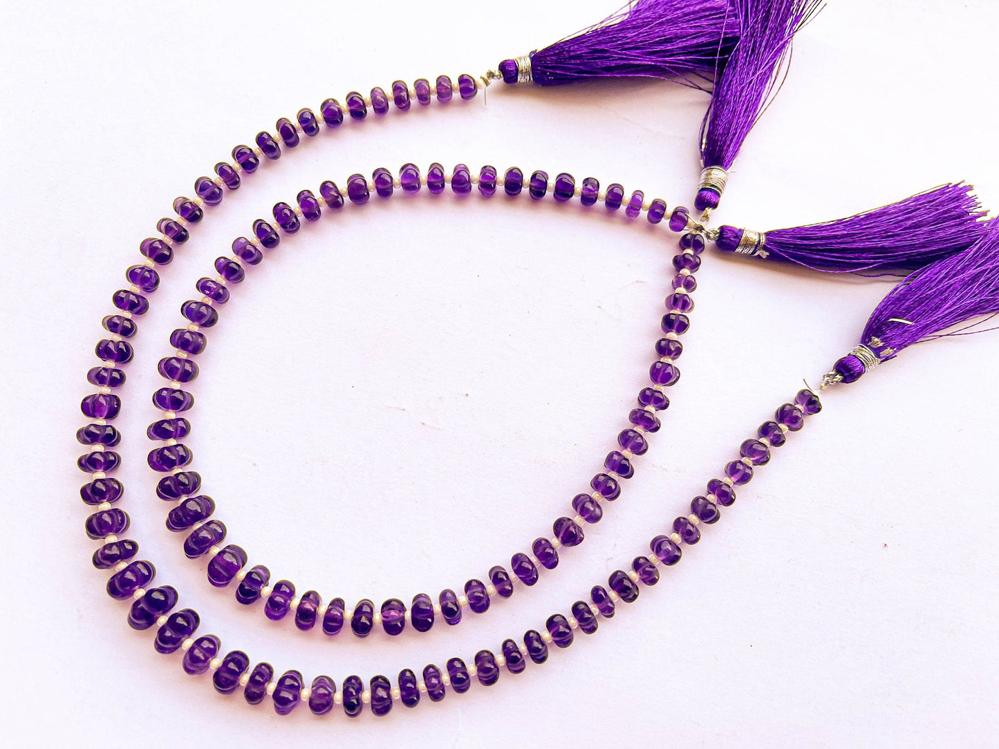 55 pieces AMETHYST Carved Melons beads, Natural Amethyst Beads, Amethyst Carving, Amethyst Gemstone, Amethyst Melons, 5mm to 8mm, 11 Inches Beadsforyourjewelry