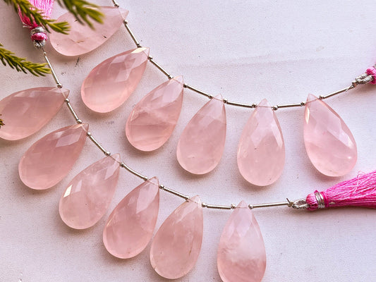 6 Pieces Rose Quartz Pear Shape Briolette Beadsforyourjewelry