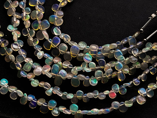 6 Strings 35 Pieces Ethiopian Opal Pear Shape Briolette, Natural Ethiopian Opal Gemstone, Opal Briolette, Opal Teardrops, 4 Inch, 4x5mm Beadsforyourjewelry