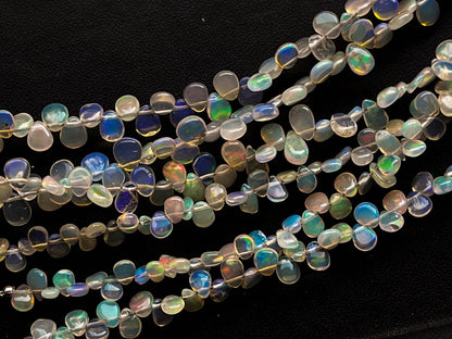 6 Strings 35 Pieces Ethiopian Opal Pear Shape Briolette, Natural Ethiopian Opal Gemstone, Opal Briolette, Opal Teardrops, 4 Inch, 4x5mm Beadsforyourjewelry