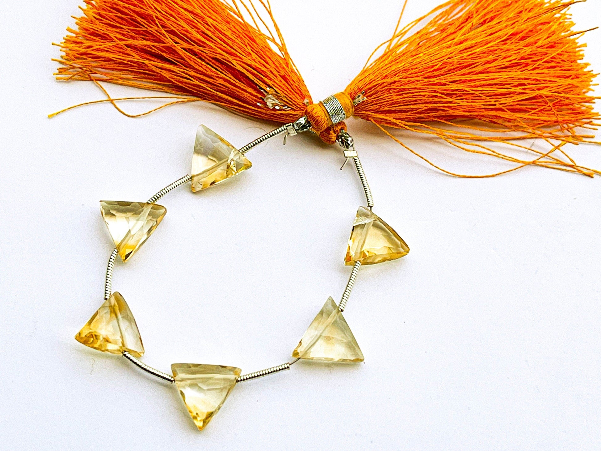 6 pieces CITRINE Triangle Shape Faceted Briolette Beads, Natural Citrine Gemstone Beads, Citrine Briolette, 10x10mm Beadsforyourjewelry