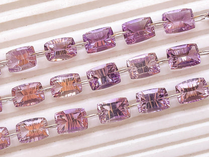 6 pieces PINK AMETHYST Cushion shape Concave Cut Double Drill Beads, Pink Amethyst Cushion, Pink Amethyst Concave Cut, 10x14mm Beadsforyourjewelry