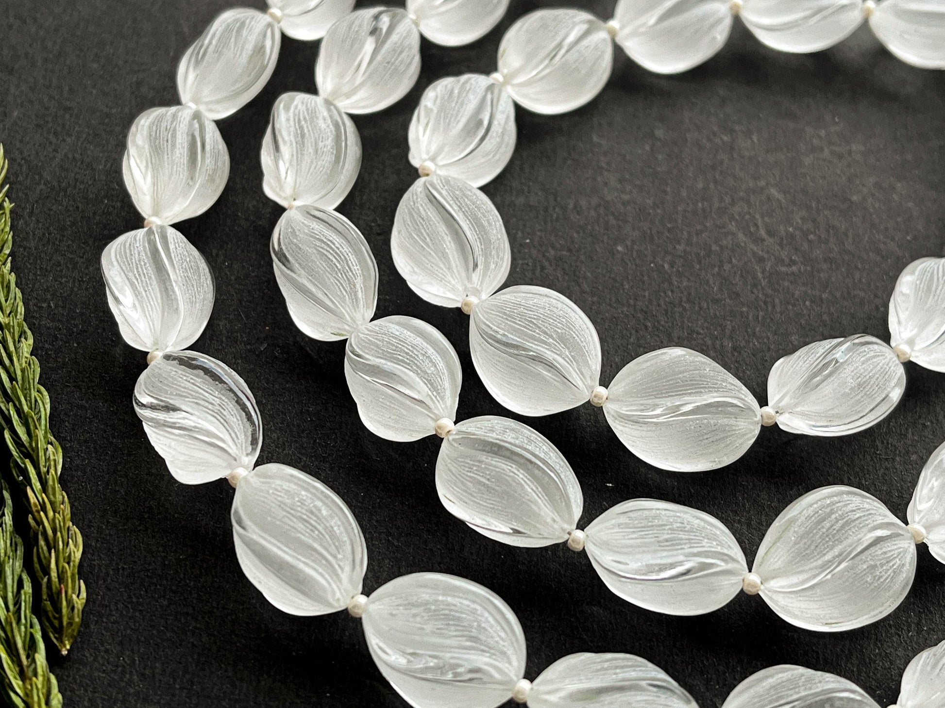 7 Inch Natural Crystal Carved Frosted Beads Beadsforyourjewelry