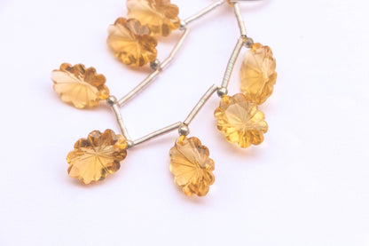 7 Pcs BEER QUARTZ Flower Cut carved beads | 10x15mm | Face Drill | High Quality Gemstone Beads for jewelry making | Beadsforyourjewellery Beadsforyourjewelry