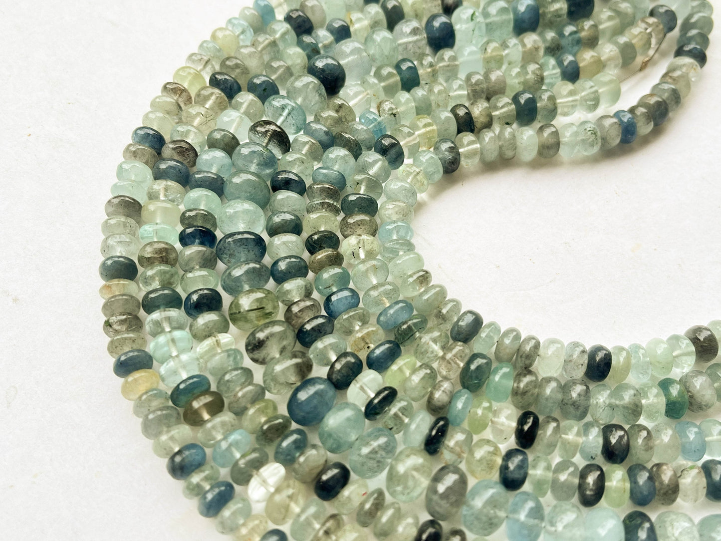 8 Inch AAA Moss Aquamarine Rondelle Shape Beads Beadsforyourjewelry