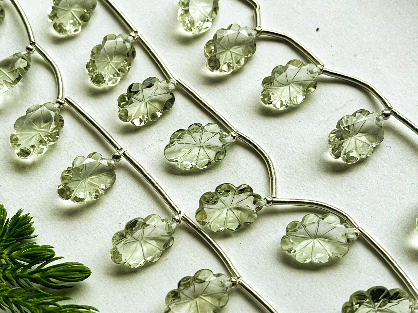 8 Pieces GREEN AMETHYST Laser Flower Carving Beads, Green Amethyst Flower Carving, Green Amethyst Carving Beads, Green Amethyst Beads Beadsforyourjewelry