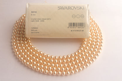 8mm Crystal Light Gold (001 539) Genuine Swarovski 5810 Pearls Round Beads Beadsforyourjewelry