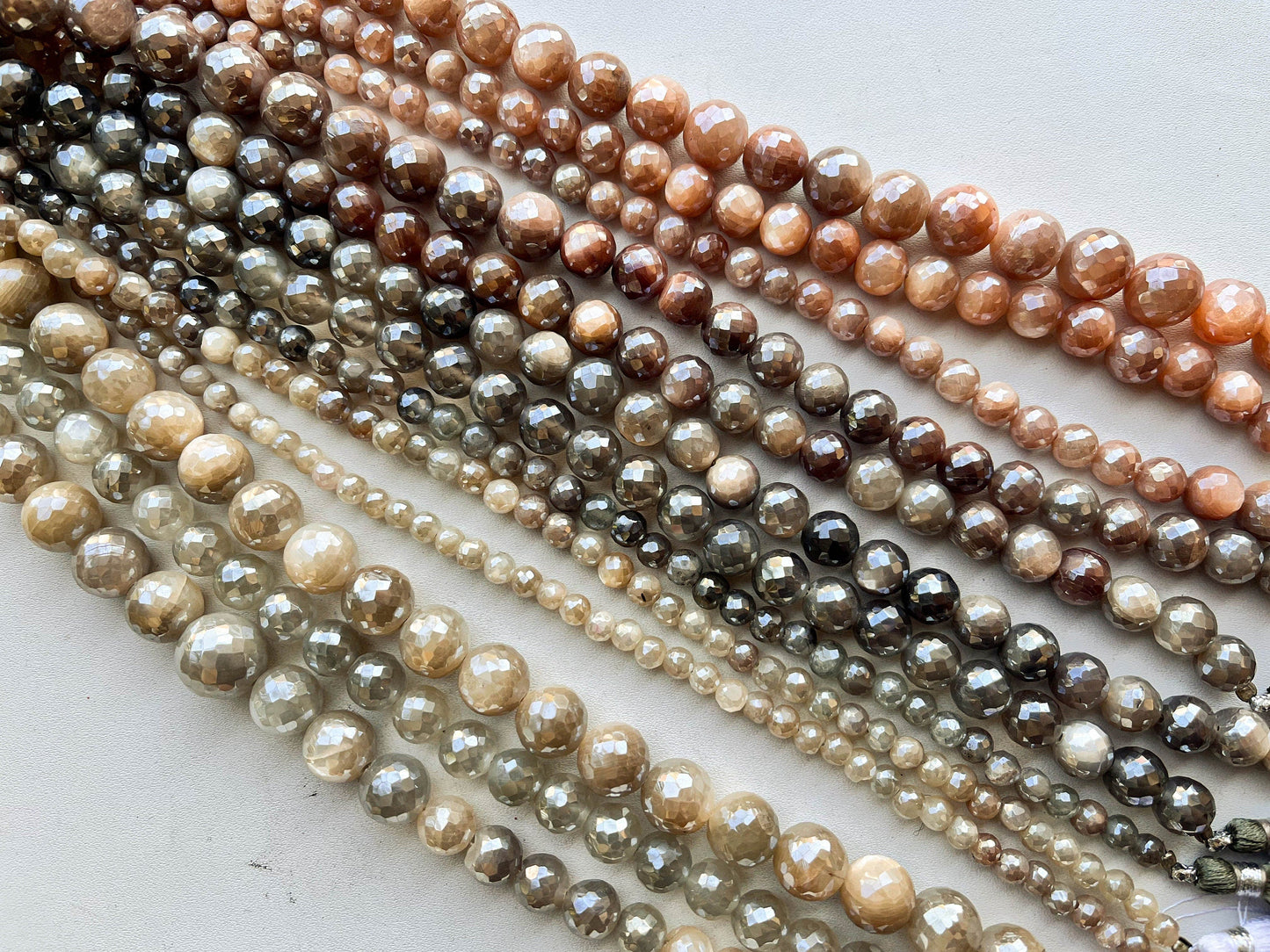 9 Inch MOONSTONE Coated Faceted Balls | Natural Moonstone Gemstone in Various Colors | Beadsforyourjewelry Beadsforyourjewelry