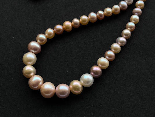 AA Luster Natural Freshwater Pearl Round Shape Multi Color Necklace Beadsforyourjewelry