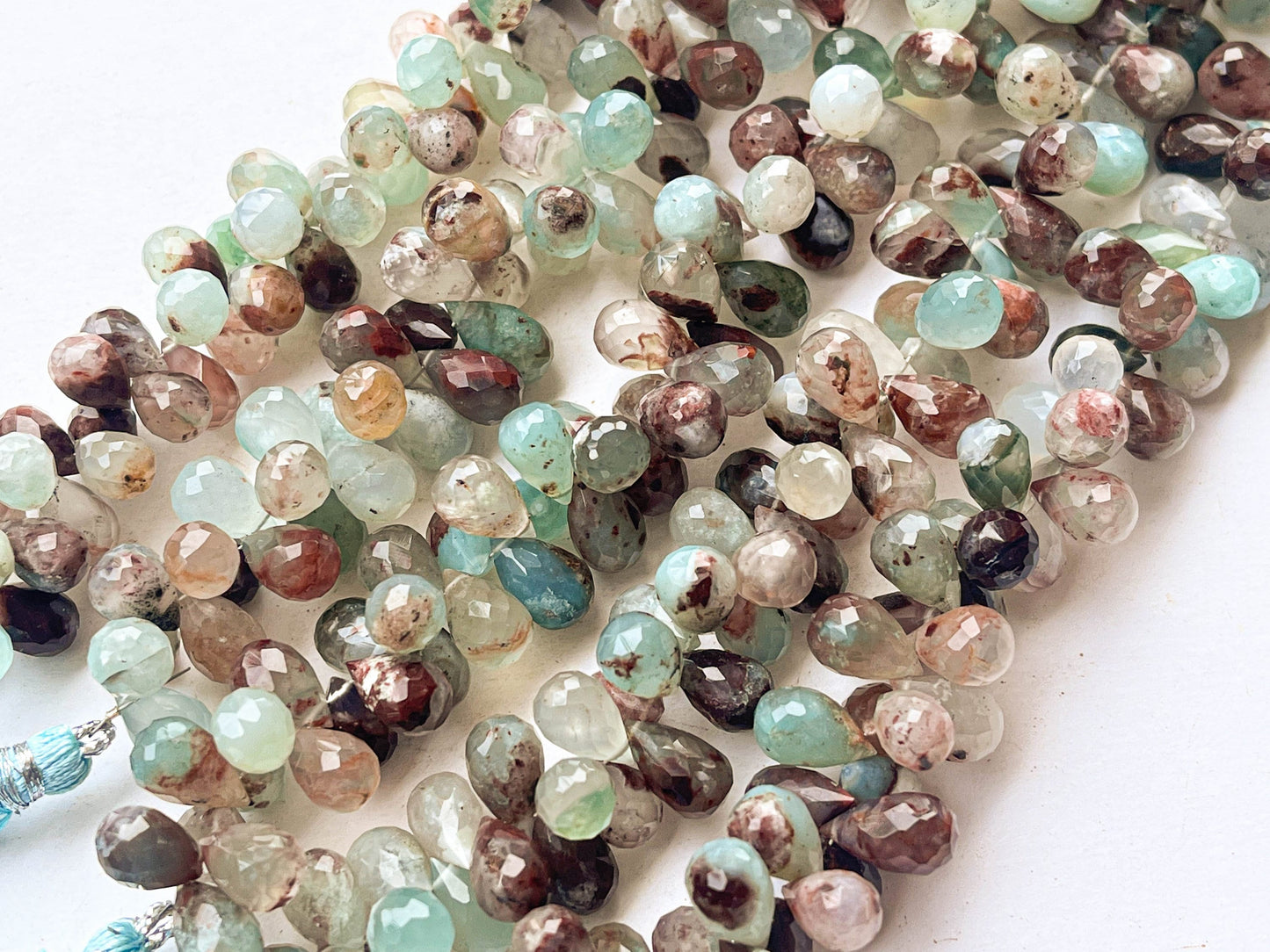 AAA 7 Inch Aquaprase Faceted Drops Beadsforyourjewelry