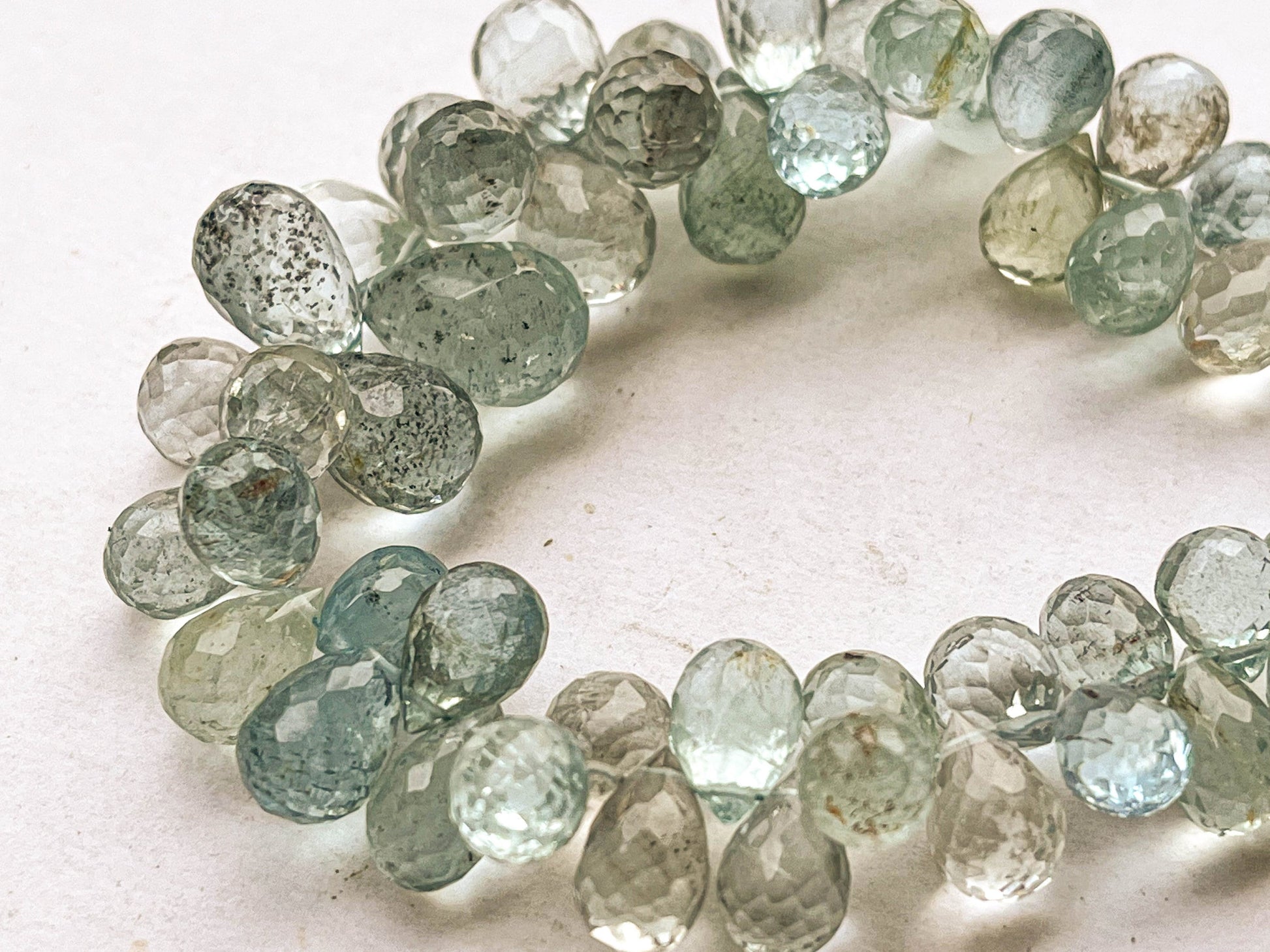 AAA 7 Inch Moss Aquamarine Drops Beadsforyourjewelry