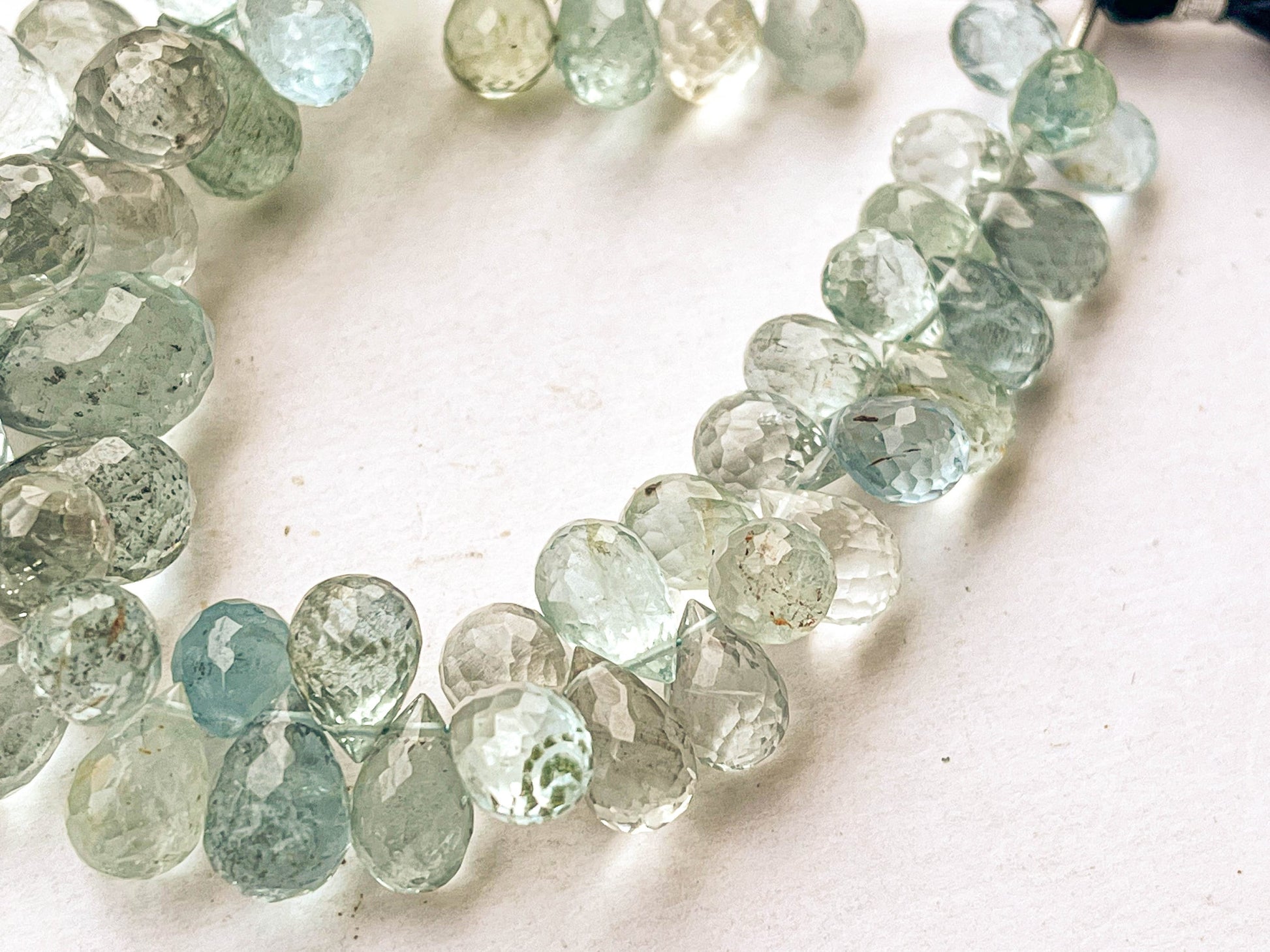 AAA 7 Inch Moss Aquamarine Drops Beadsforyourjewelry