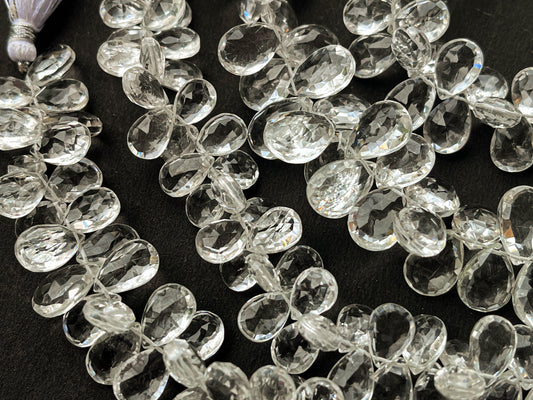 AAA 8 Inch Crystal Briolette Faceted Pear Shape Beadsforyourjewelry