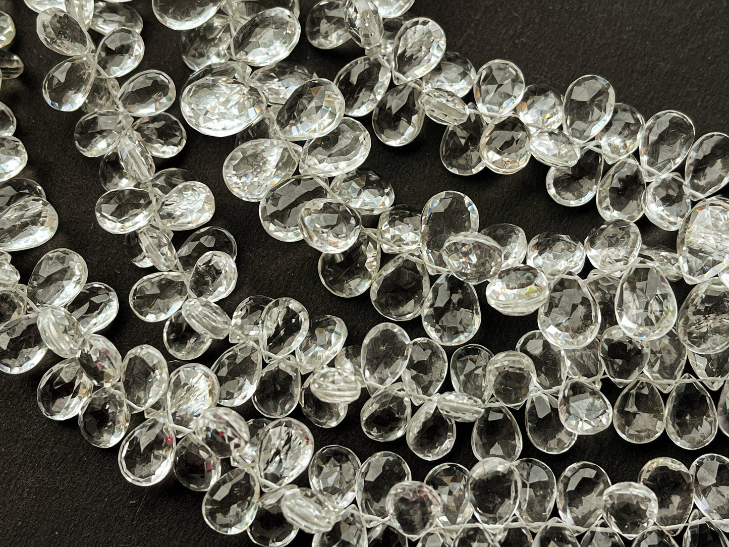 AAA 8 Inch Crystal Briolette Faceted Pear Shape Beadsforyourjewelry