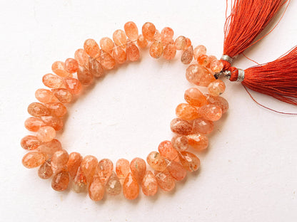 AAA 8 Inch Sunstone Faceted Drops Beadsforyourjewelry