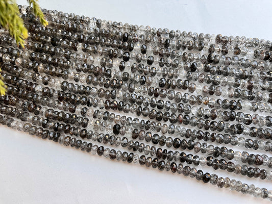 AAA+ Black Rutile Faceted Rondelle Beads Beadsforyourjewelry