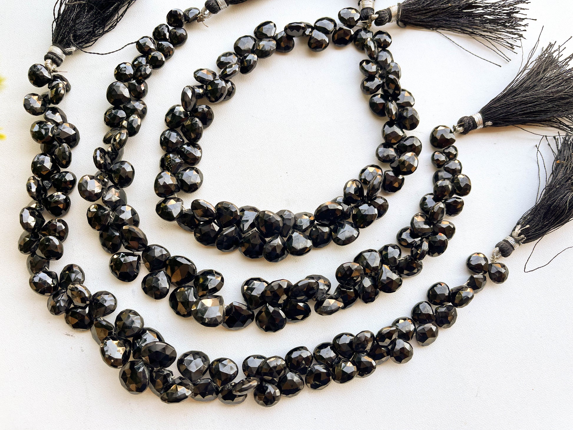 AAA Black Spinel Heart Shape Faceted Briolette Beads Beadsforyourjewelry