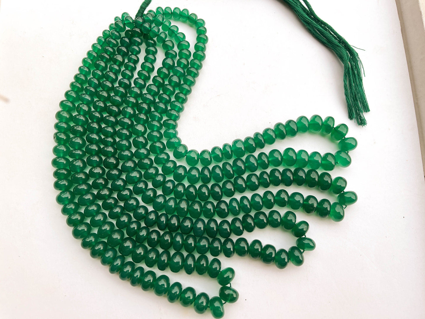 AAA+ Green Onyx Smooth Rondelle Shape Beads, Green Onyx Smooth rondelle Beads, 7mm to 10mm, 16 Inch String, Green Onyx Beads Beadsforyourjewelry