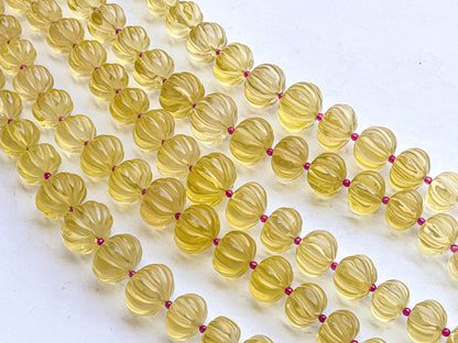 AAA Lemon Quartz Carved Melons Shape Beads Beadsforyourjewelry