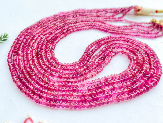 AAA Rubellite Tourmaline Smooth Rondelle Shape Beads Beadsforyourjewelry