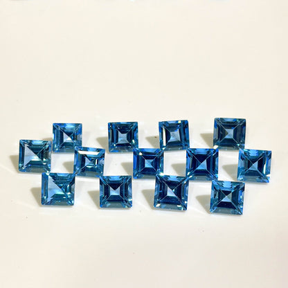 AAA Swiss Blue Topaz Faceted Square Cut Gemstone, Loose Gemstone price per piece Beadsforyourjewelry