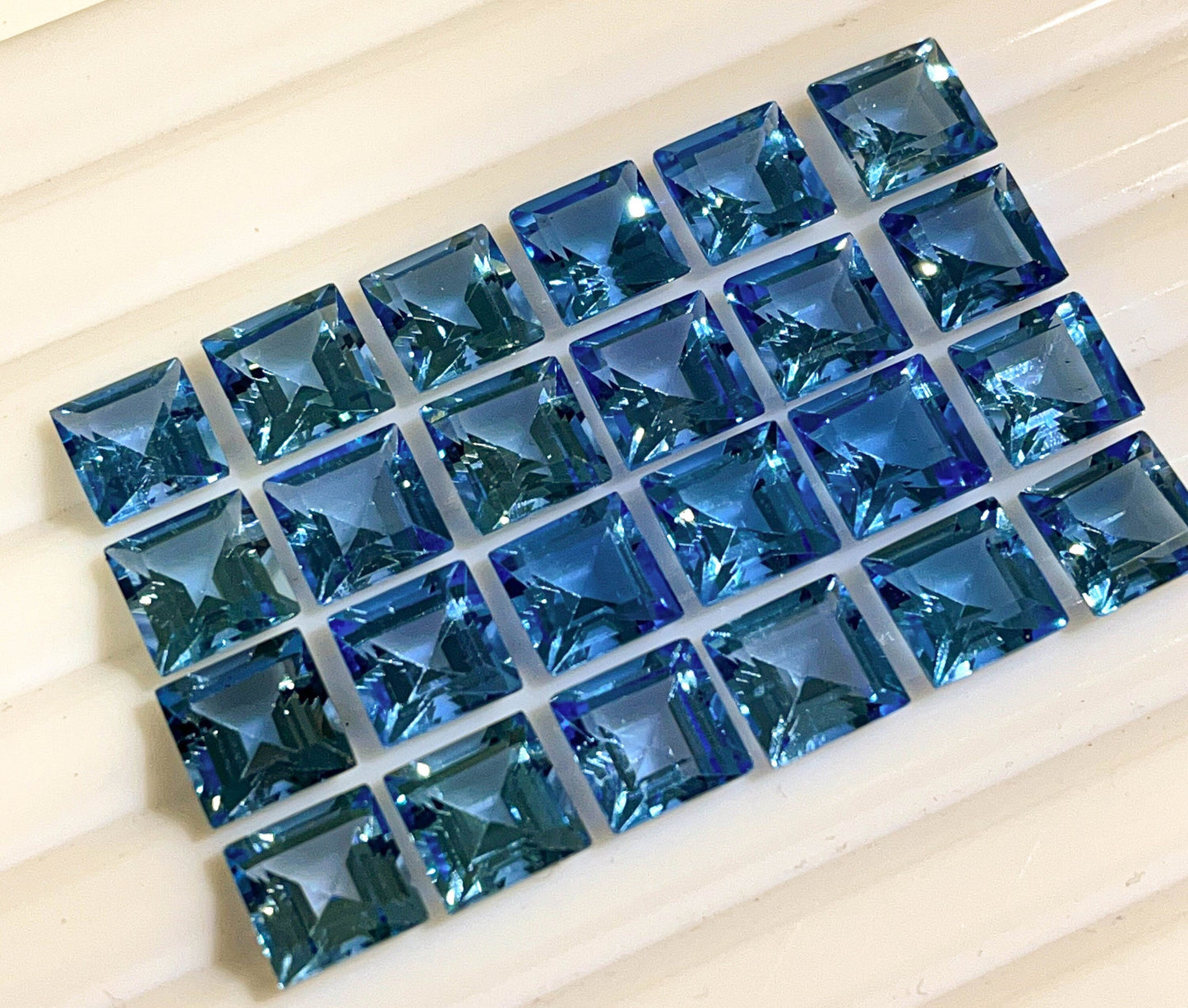 AAA Swiss Blue Topaz Faceted Square Cut Gemstone, Loose Gemstone price per piece Beadsforyourjewelry