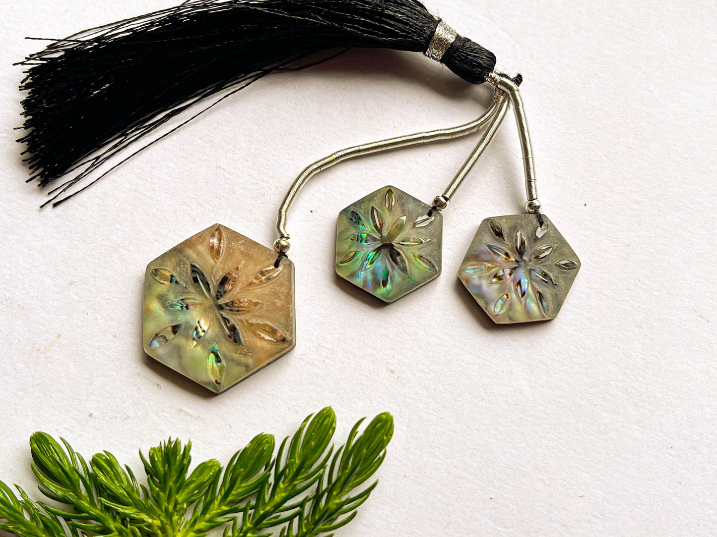 Abalone Shell & Crystal Cameo Doublet Briolette Beads, Abalone Shell Carving, Frosted Crystal Carving, Abalone Shell Carving Beads A129 Beadsforyourjewelry