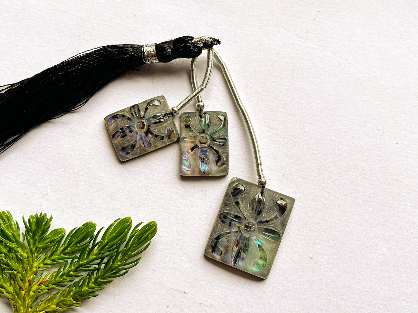 Abalone Shell & Crystal Cameo Doublet Briolette Beads, Abalone Shell Carving, Frosted Crystal Carving, Abalone Shell Carving Beads A129 Beadsforyourjewelry