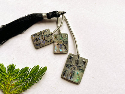 Abalone Shell & Crystal Cameo Doublet Briolette Beads, Abalone Shell Carving, Frosted Crystal Carving, Abalone Shell Carving Beads A129 Beadsforyourjewelry