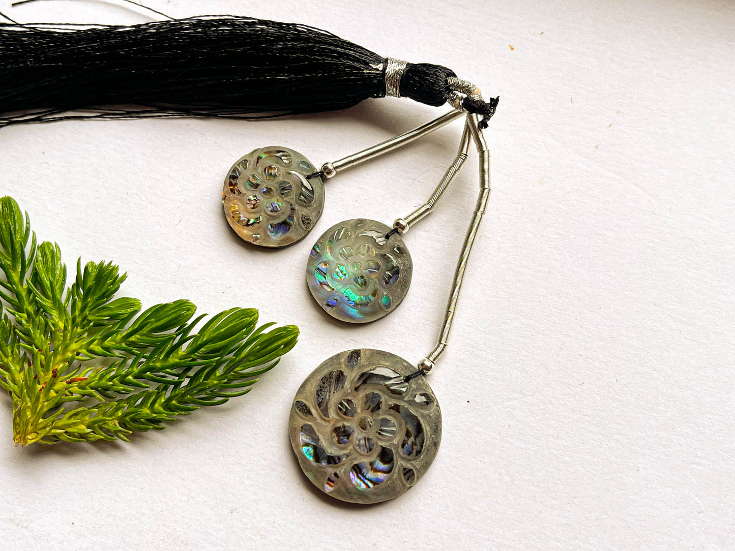 Abalone Shell & Crystal Cameo Doublet Briolette Beads, Abalone Shell Carving, Frosted Crystal Carving, Abalone Shell Carving Beads A129 Beadsforyourjewelry