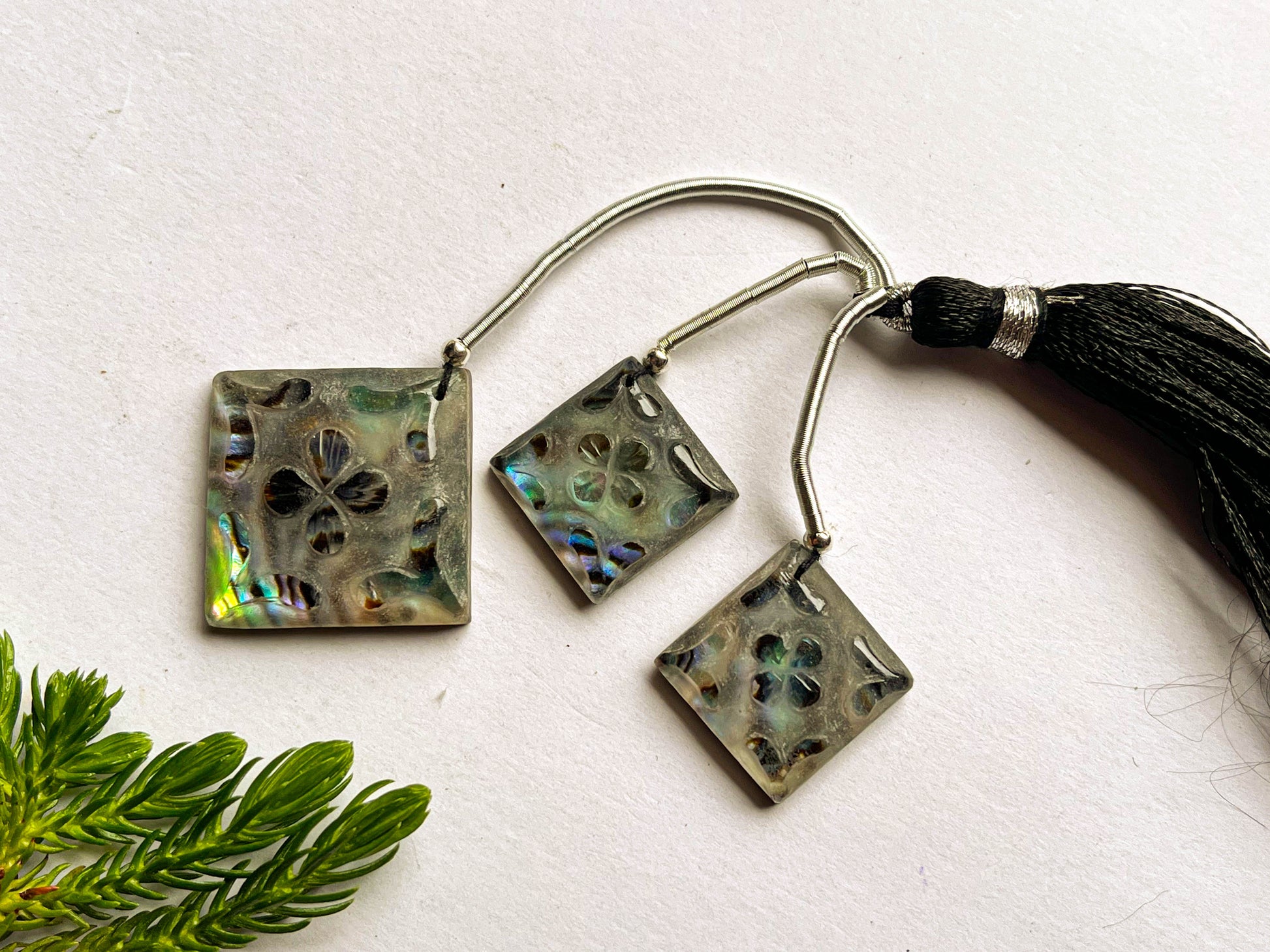 Abalone Shell & Crystal Cameo Doublet Briolette Beads, Abalone Shell Carving, Frosted Crystal Carving, Abalone Shell Carving Beads A129 Beadsforyourjewelry