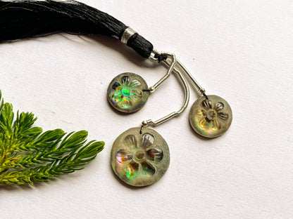 Abalone Shell & Crystal Cameo Doublet Briolette Beads, Abalone Shell Carving, Frosted Crystal Carving, Abalone Shell Carving Beads A129 Beadsforyourjewelry