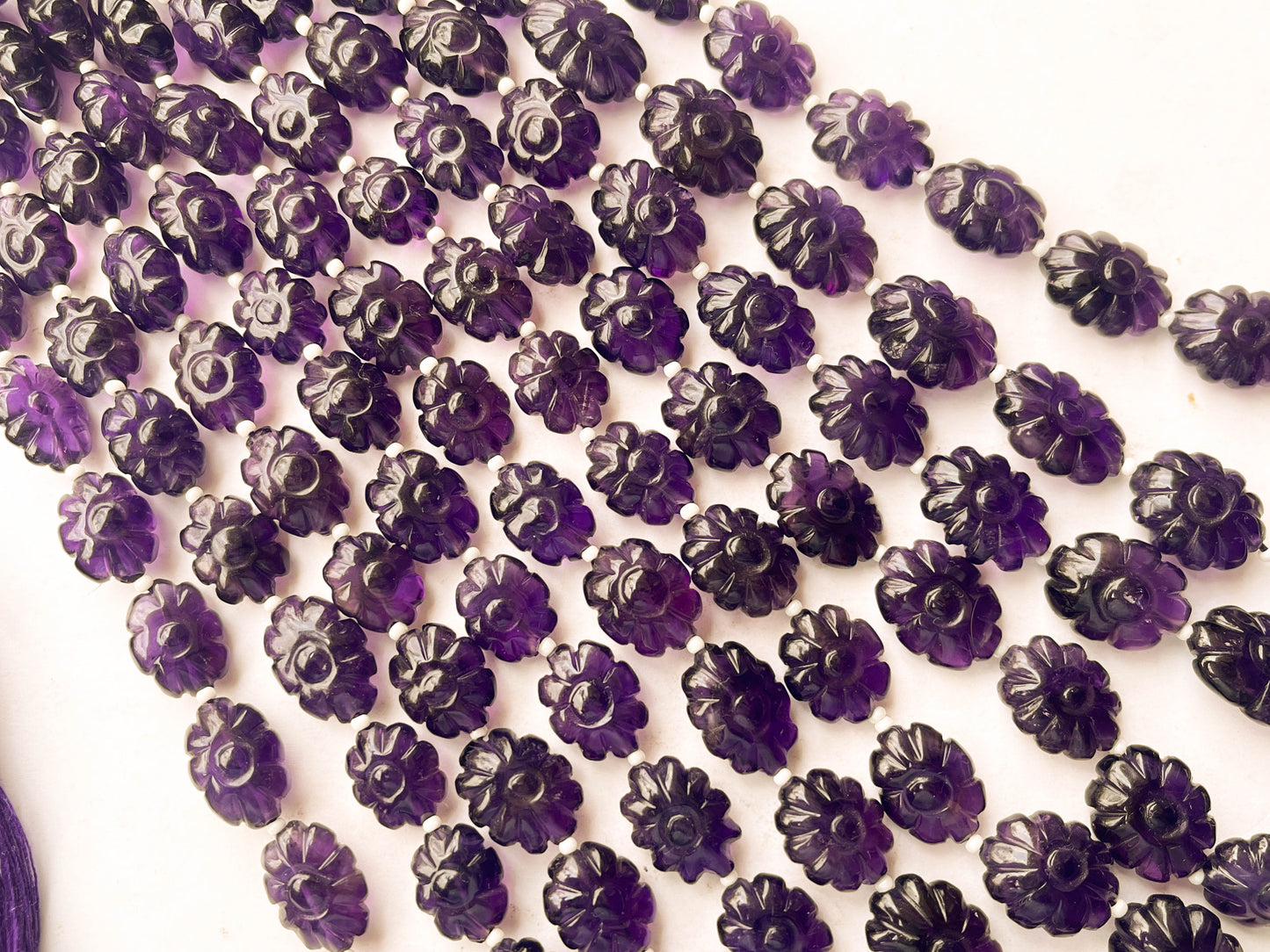 African Amethyst Flower carved Beads Beadsforyourjewelry