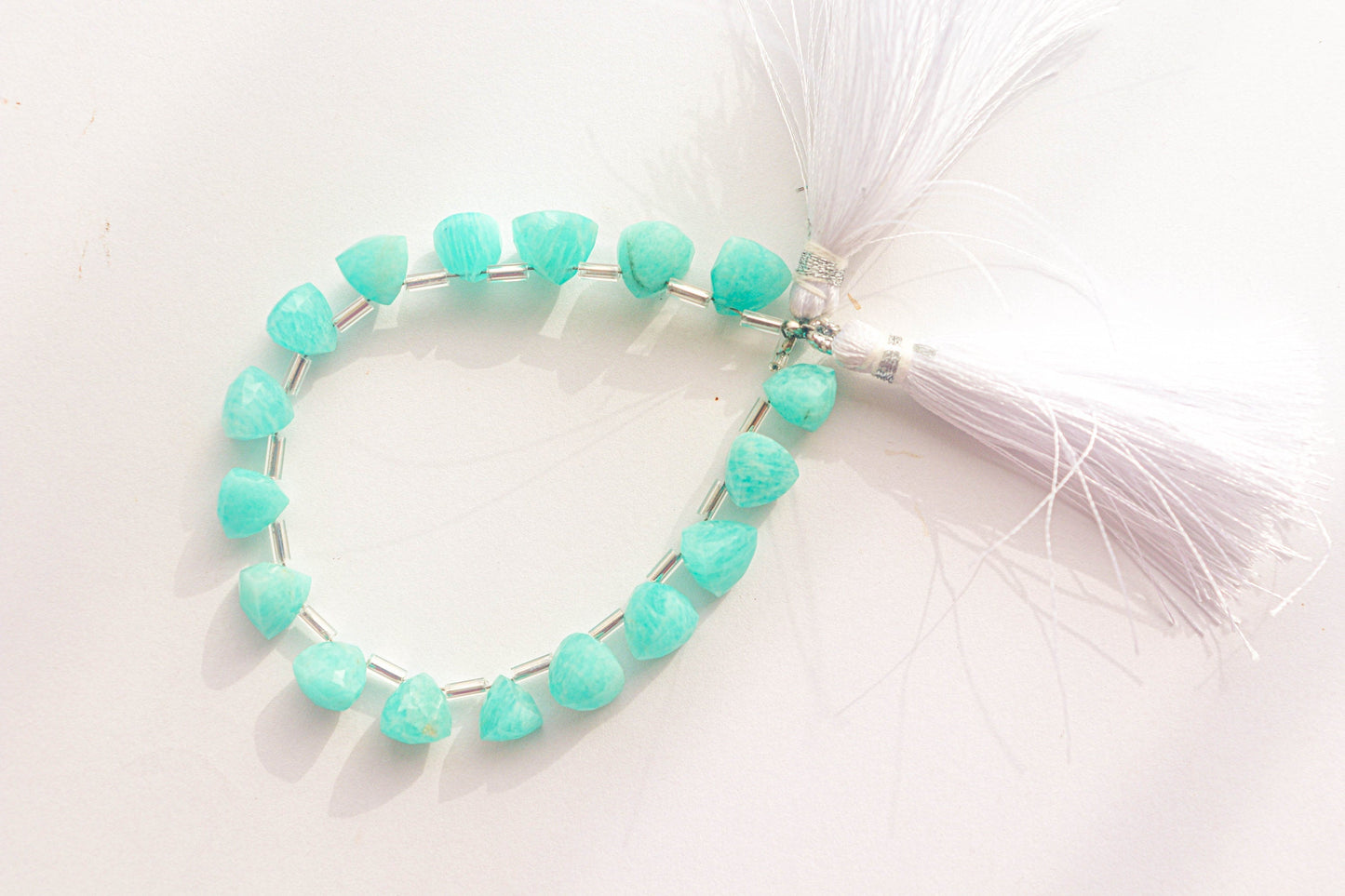 Amazonite 3D Trillion Shape Beads | 8x8mm | 17 Pieces | Natural Gemstone Beads for Jewelry Making | Beadsforyourjewellery Beadsforyourjewelry